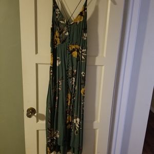 Green floral midi dress